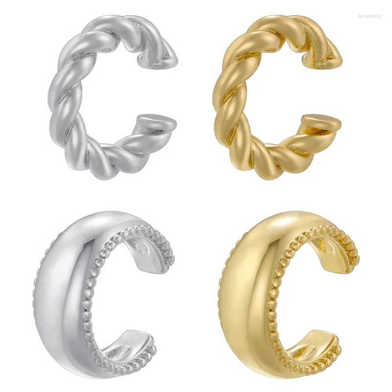 バックイヤリングZhukou Gold Twisted Ear Cuffs光沢のある女性クリップファッションジュエリーの高品質のクリップ卸売VE115