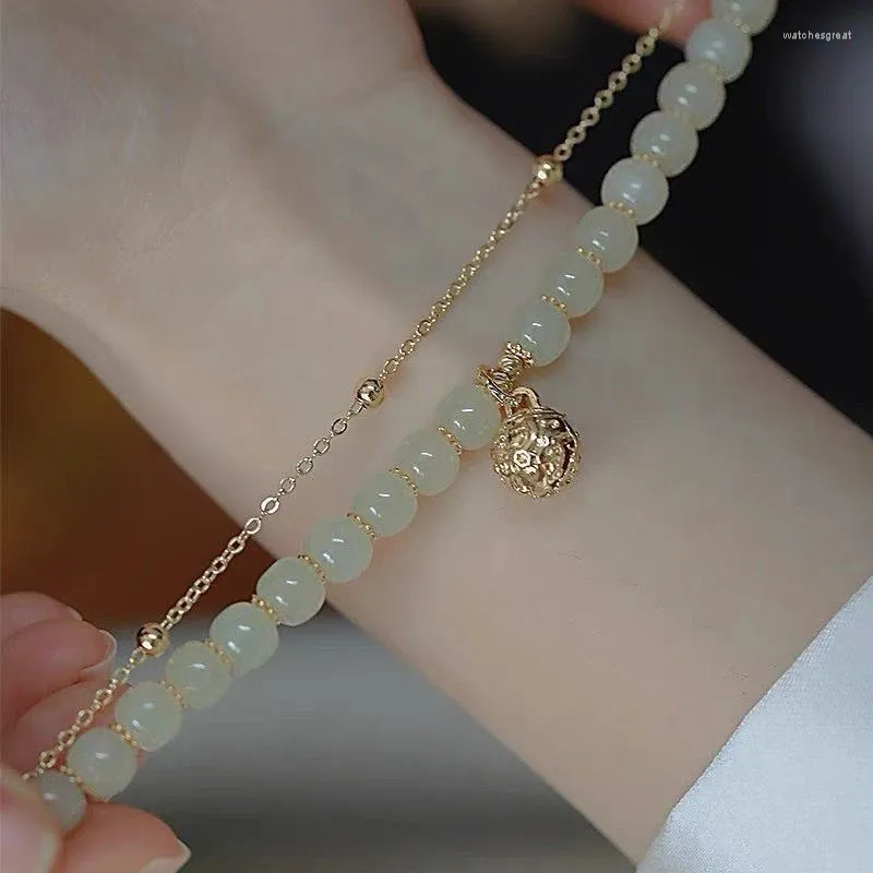 Strand French Double Layer Bell Opal Crystal Armband Girl Beaded Personlig mångsidig punksmycken Inlagd Valentine's Day Gift