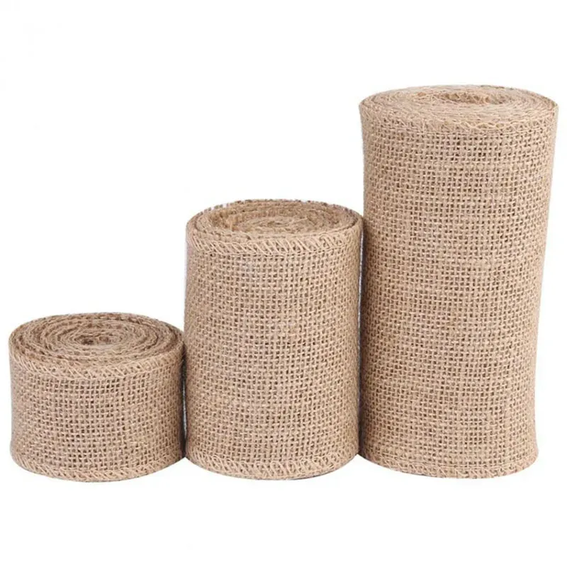 6/8/10/15/30cm width 5M / Roll Natural Linen Ribbons Vintage Jute DIY Crafts Handmade bowtie Gift package table cloth wedding