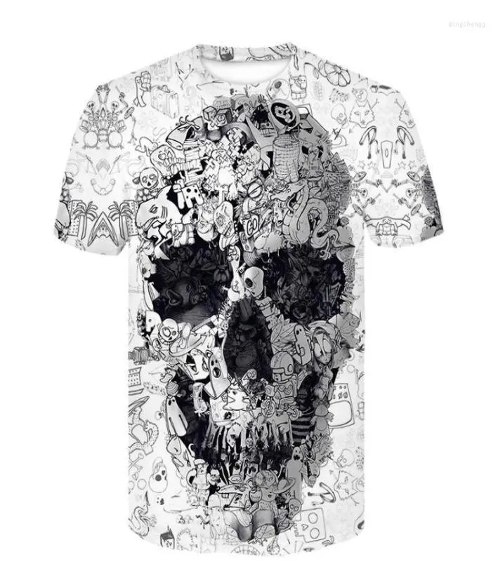 Men039S T -shirts Skull T -shirt Men Skeleton T -shirt Punk Rock T -shirt Gun Shirts 3D Print Vintage Gothic Mens Clothing Summer To2562245