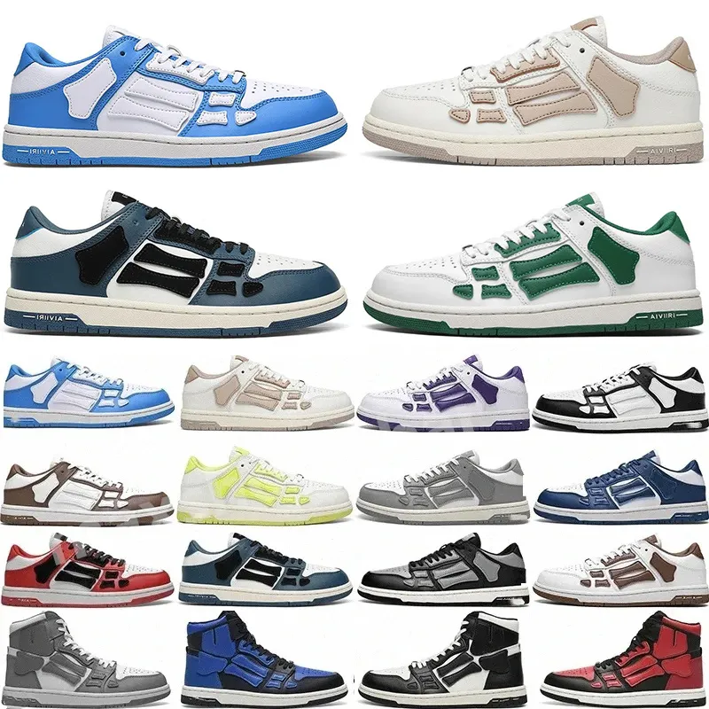 Ontwerper Casual schoenen Skel Top Low Bone Leather Sneakers Skeleton Blue Red Wit Zwart Green Gray Men Dames Women Outdoor Training Schoenen 36-45 M24