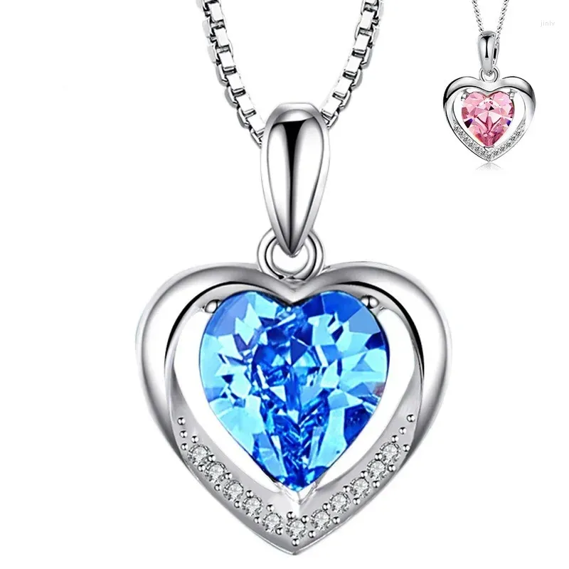 Naszyjniki wisiorek Ne'wlove w kształcie niebieskiego kryształowego wiecznego sercowca