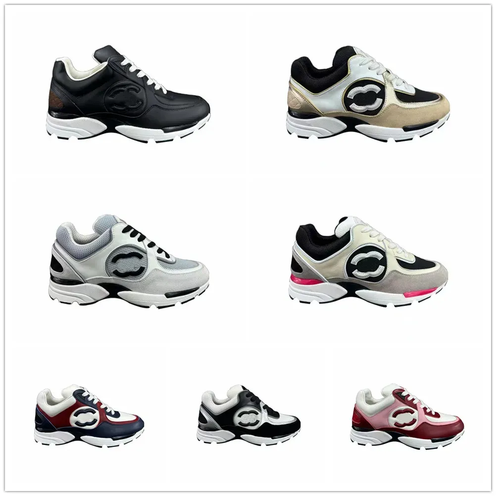 Designer canal sapatos casuais marca sapatos casuais feminino triplo preto branco rosa camurça ao ar livre tênis femininos 35-42 tamanho caixa