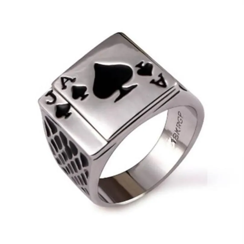 Punk rock rock smalto olio di poker olio black card picche a goccia un anello di dito in lega gotica anelli artigli anelli da gioco gioielli 285v