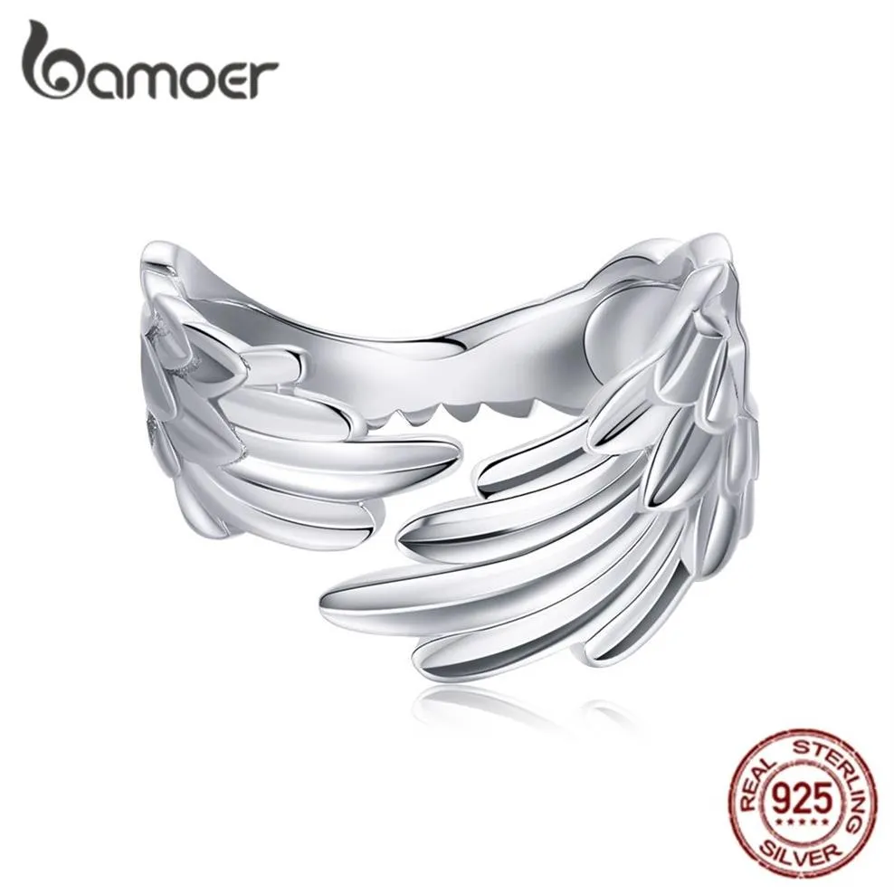 925 Sterling Silver Angel Wing Finger Ring Platinum Plated Adjustable Size 6-9 Original Design Ring for Women SCR512 210512297i