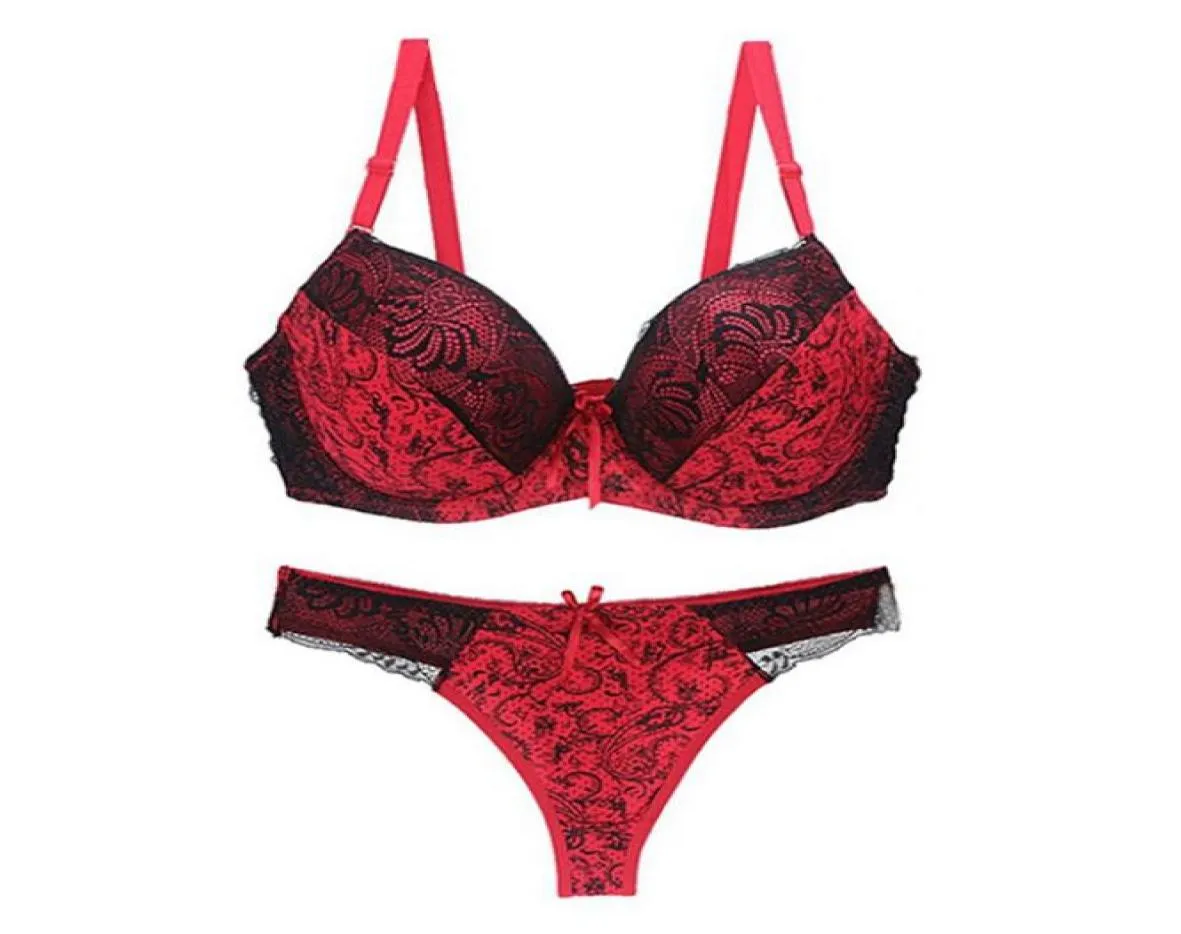 2PCSSETS SHOP UP BRA SET SLIM Girl Women Health Health Big Size Lace Updowire Bra Brab Sets Sexy Lingerie Woman7999542