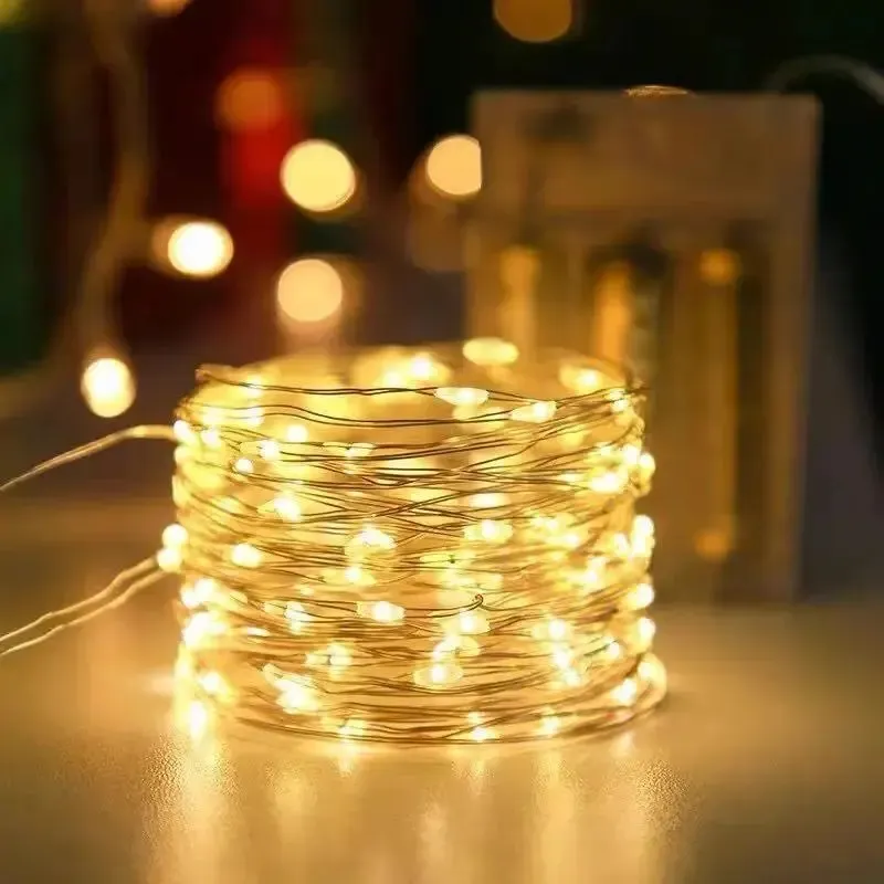1PC LEDS de Natal Garland String Bateria leve Bateria alimentada Fio de cobre Led Garland Lights Fairy Lights Christmas Fairy Light for Christmas Tree Wedding Party Decoration