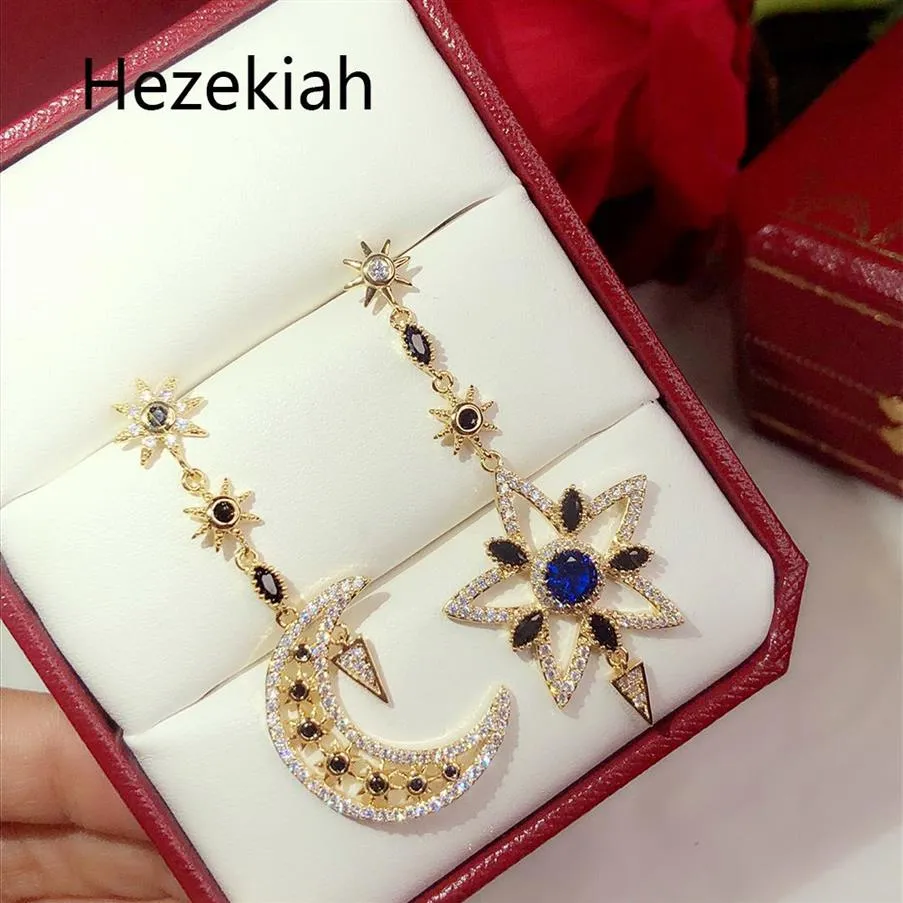 Hezekiah S925 Silver Earrings The Moon and the Stars Earrings Dance Party優れた品質イヤリング女性251Q