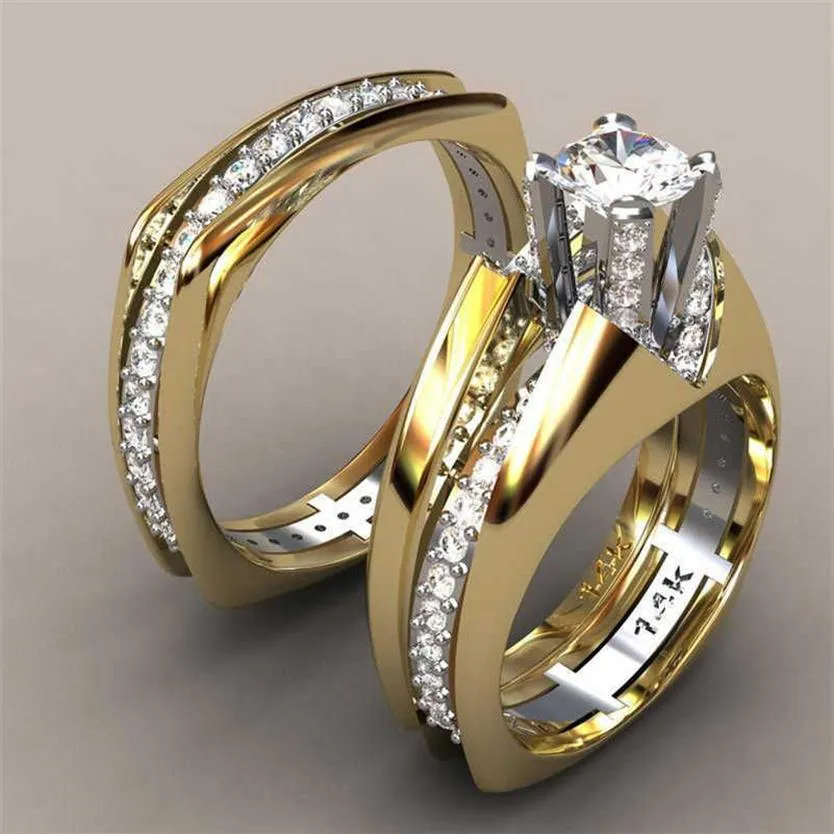 14Kゴールドシミュレーションダイヤモンドリング1カラットミスティックエンゲージメント女性のためのディアマンテファッションダイヤモンドリングス171Sのためのビズテリアアニロスデジェムストーン