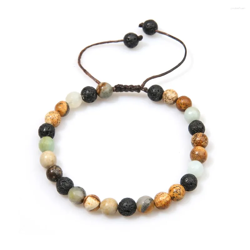 Strand Yuokiaa Natural Semi Precious Stone 6mm Bracelet de desenho com cura espiritual ajustável Cristal de jóias feitas à mão