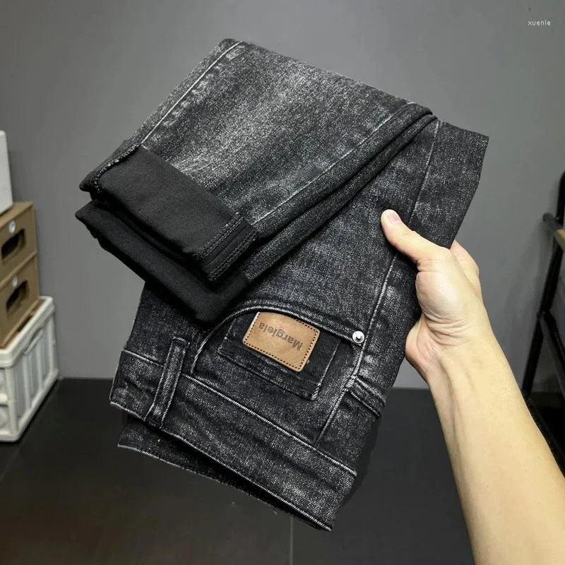 Men's Jeans 2024 Spring Tapered Ripped Loose Fashion High-End All-Match Simple Slim Black Gray Long Pants