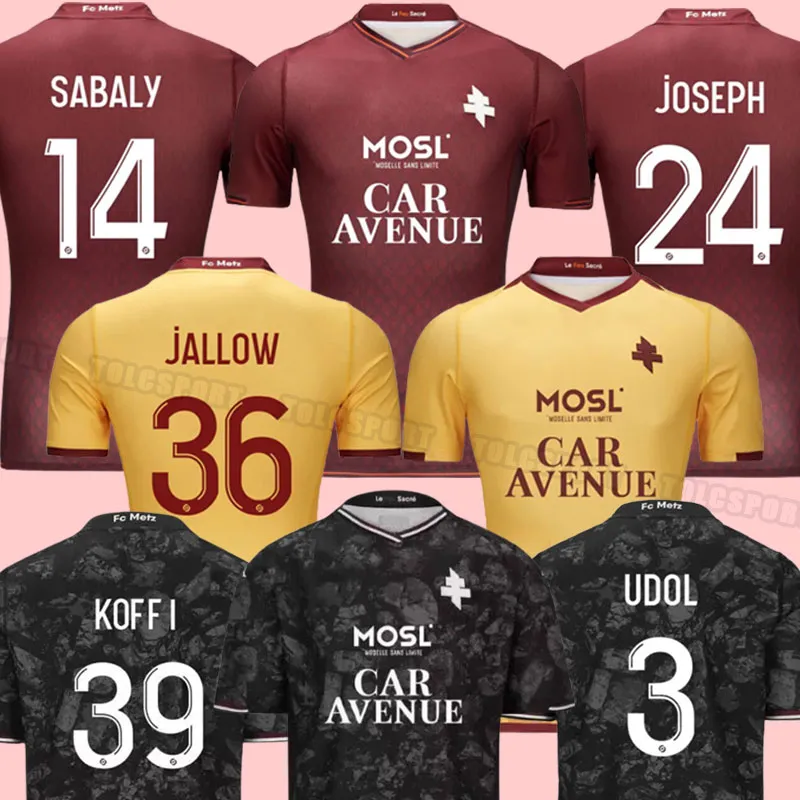 23 24 FC Metz Futbol Formaları Vagner Boulaya Niane 2023 2024 Maillot de Foot Centonze Delaine Sarr Nguette Evde Üçüncü Futbol Gömlek Erkek Üniformaları Kalsiyo Udol Yade