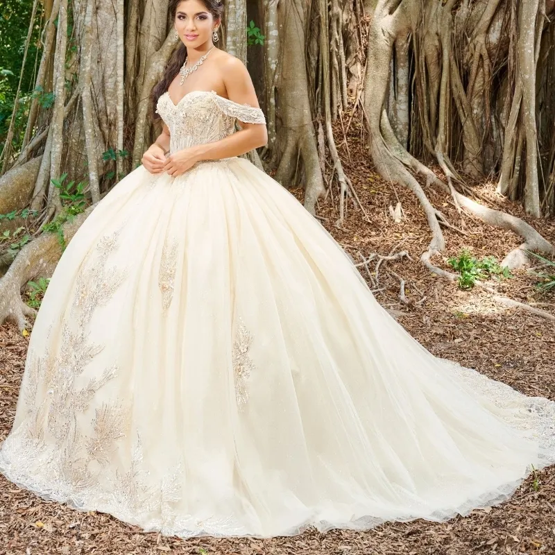 white christmas dresses Long Sleeve Peach/Cream Quinceañera Dress M main image 0