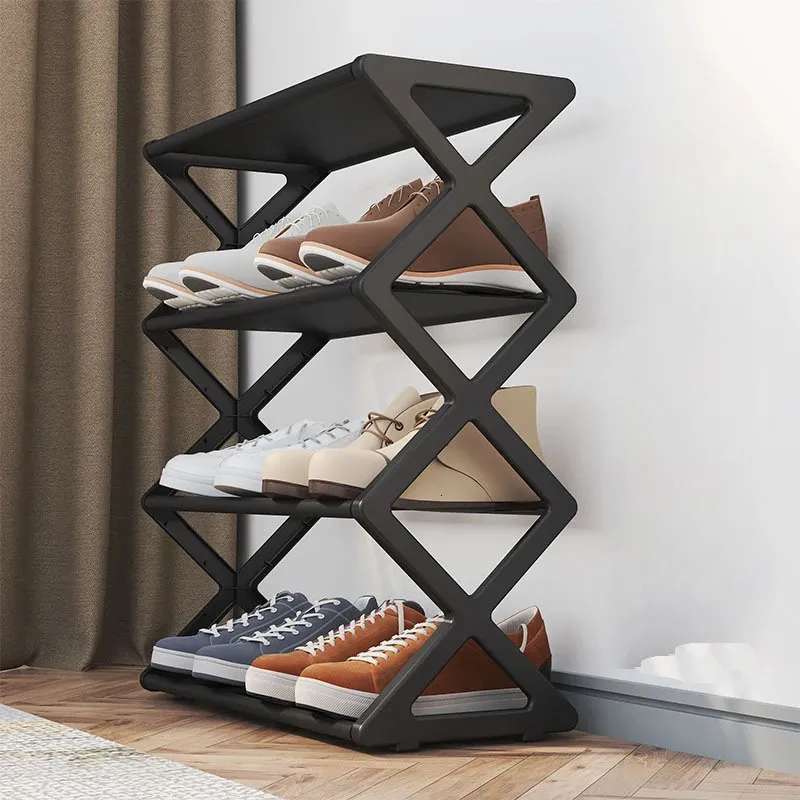 Household X shaped Shoe Rack Multi functional Assembled Cabinet Dust proof Storage One pc Molding Save Space 231225