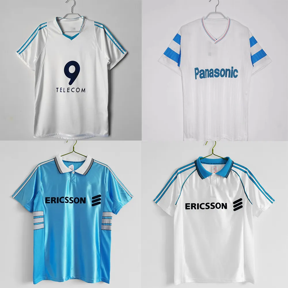 Koszulki piłkarskie Marsylia Maillot Retro Jersey Vintage Jerseys Football Jersey 1998 1999 Pamiątkowa koszulka piłkarska krótka rękawowa 2002 2003 Klasyczna koszulka