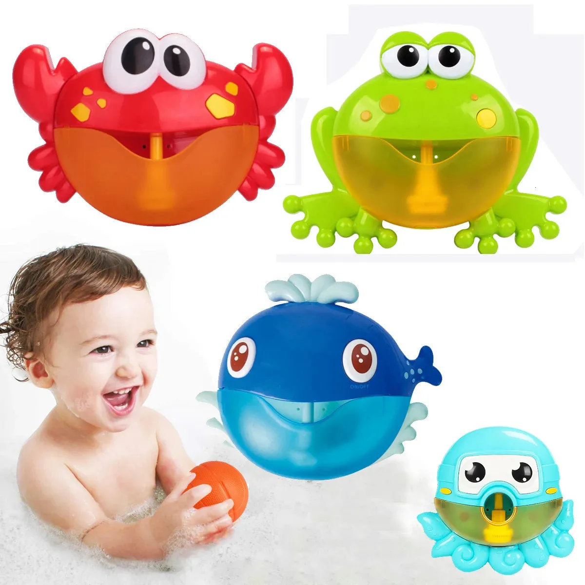 Bubble Crabs Frog Baby Bath Toy Toddler Bath Bubble Maker Pool Swimming Bathtub Soap Machine Badrum Leksaker för barn Barn 231225