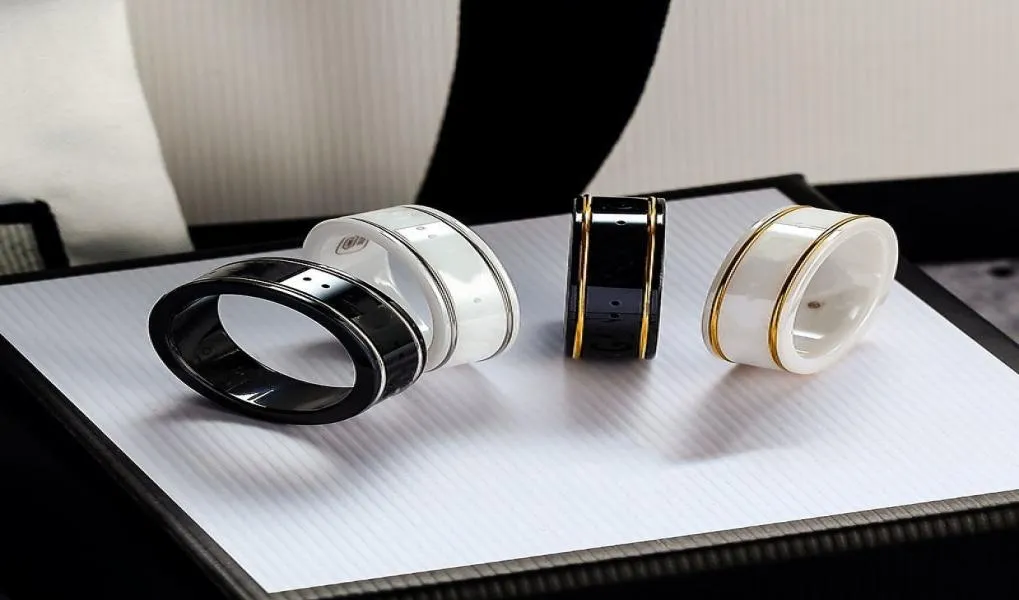 Designs Goldrand Paar Ringe Einfacher Buchstabenring Hochwertiges Keramikmaterial Modegeschenke Schmuckversorgung5293757