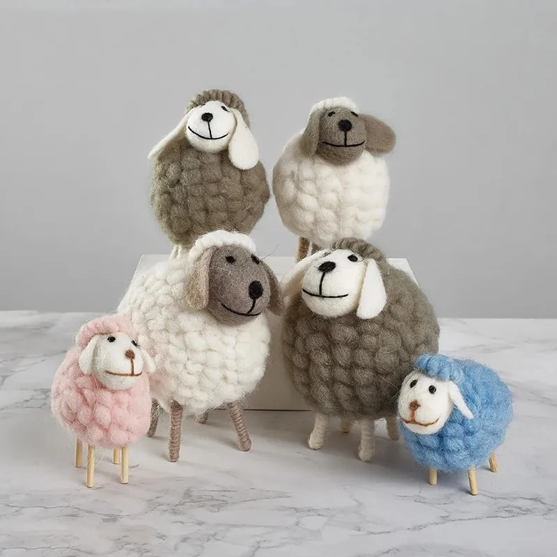 filled sheep small ornaments creative ins bedroom desktop home furnishings statue miniature crafts Holiday gifts easter Figurine 231222