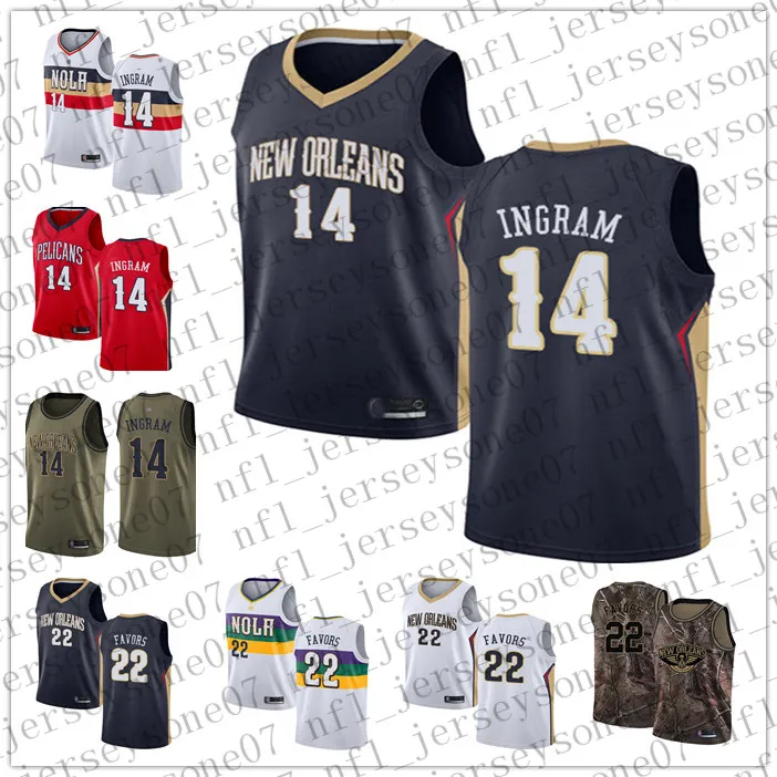 Anpassade herrar kvinnor ungdom New orleans''pelicans''14 Brandon''ingram 22 Derrick''favors camo svart vit röd basket throwback tröja