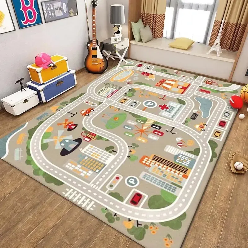 Zagęszczony flanelowy dywan salon dziecięcy do sypialni dekoracja Dekoracja podłogowa Dug Cartoon Road Mat Soft Tatami Carpets Non-Slip 231225