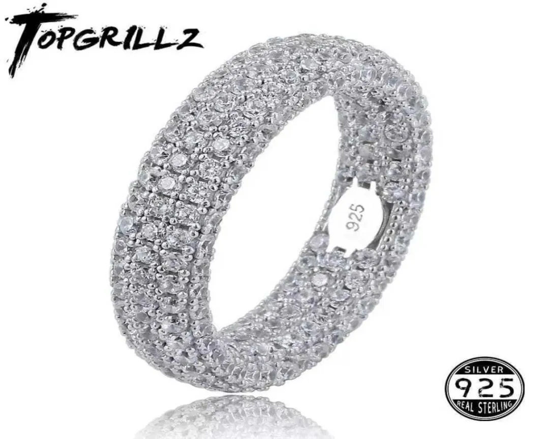 Qualité 925 Sterling Argent Timbre Bague Pleine Glacée Zircone Cubique Hommes Femmes Bagues de Fiançailles Bijoux De Charme Pour Cadeaux Y07237291091