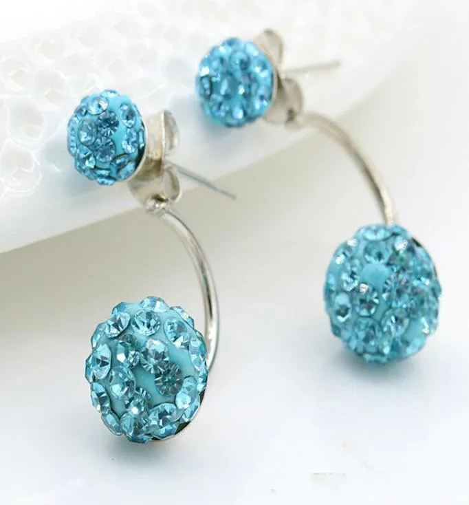 New Double Side Silver Rhinestone Earrings Fashion Austrian Crystal Ball Stud Earrings Earings For Women High Quality Earrings Jew2602467