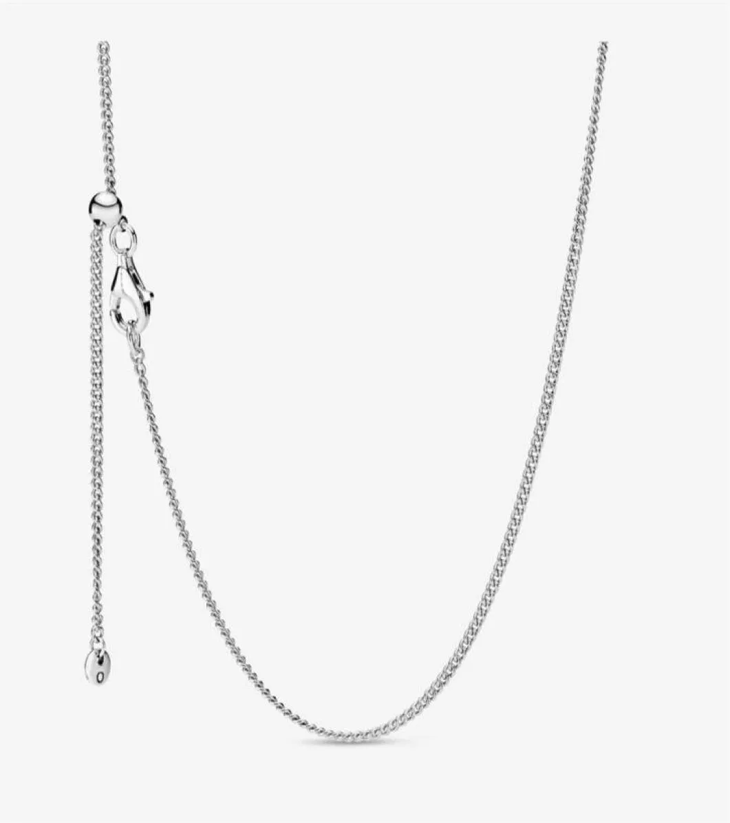 Collier réglable en argent sterling 100 925 avec chaîne gourmette classique avec fermoir coulissant pour pendentifs et breloques européens pour femmes fines Jew4646813