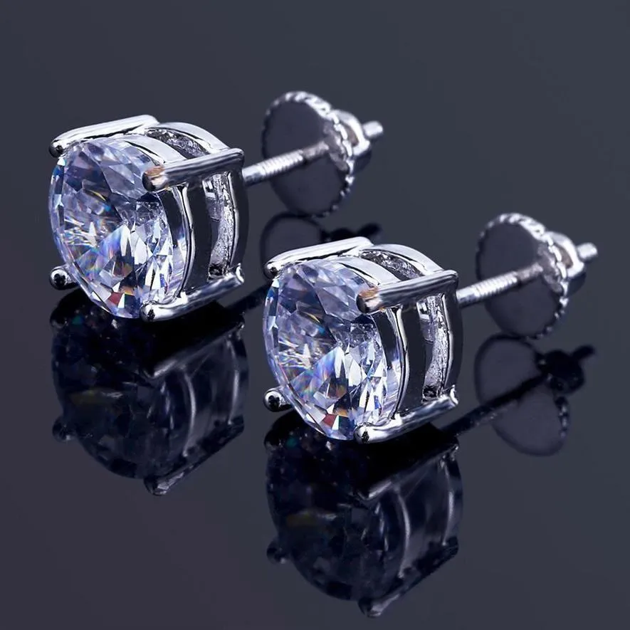 القرط الخلفي 8 ملم هوب هوب أقراط Sier Gold Plated Cz Mens Womens Earing Ring Ring Women Men Mener Elings Luxury Jewelry GIF DHDXC