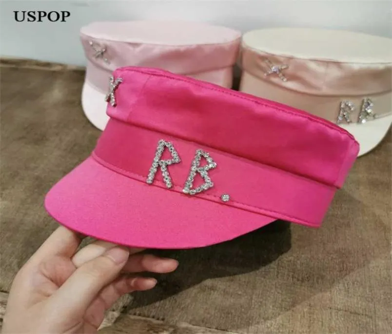 USPOP satin diamant lettre sboy casquettes femmes casquettes militaires plates S M L 2112276563568