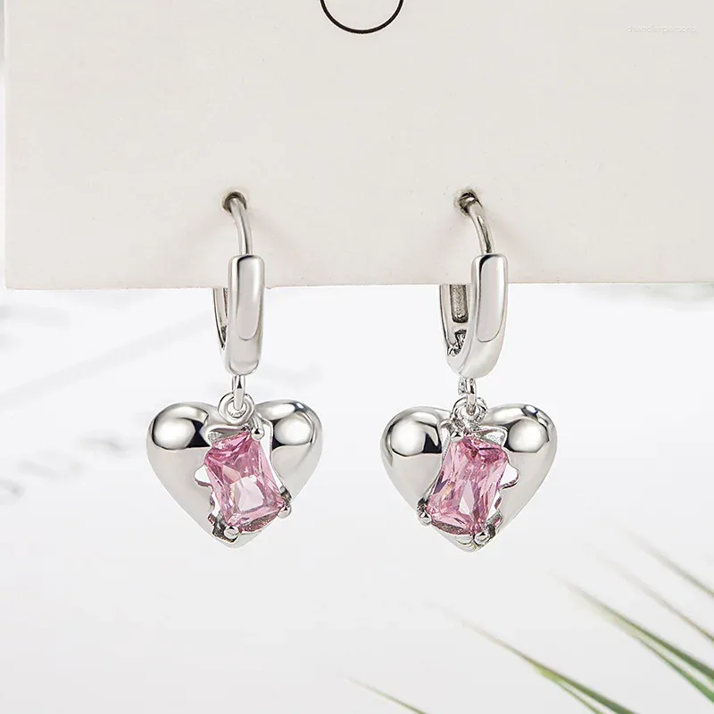 Hengste Ohrringe Sterling Silber Farbe Pink Zirkon Herzohr-Knöchel Frauen Modeschmuck