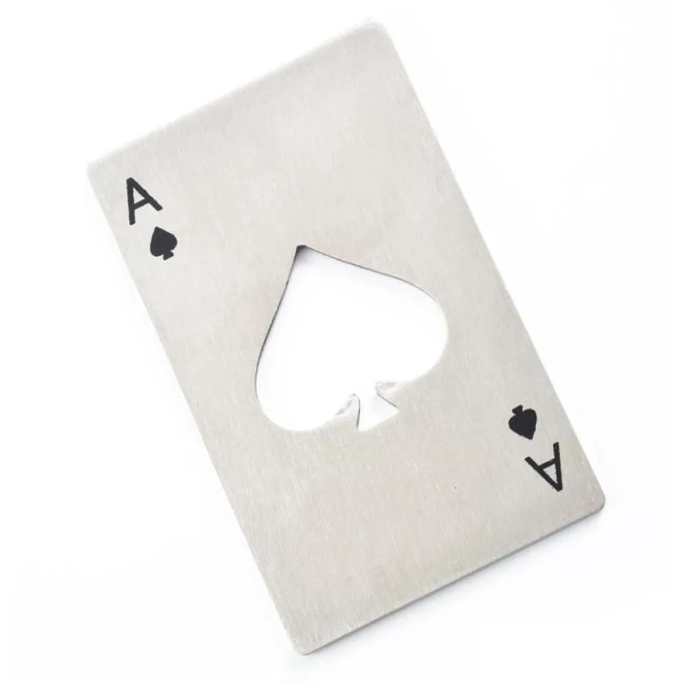 Abridores portáteis de aço inoxidável spade um abridor de garrafa poker em forma de cartas de jogo para cerveja jogando e cortando1917124 gota entrega dhn31