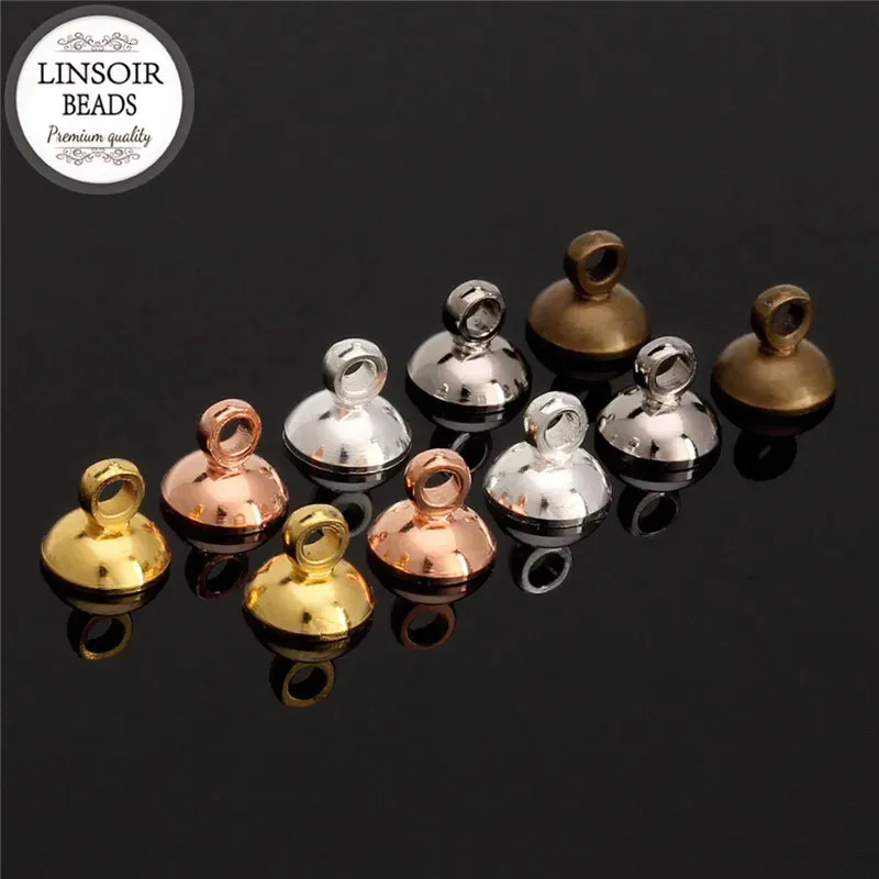 100 pcslot cuivre perle pendentif connecteur Bail Caps Fit 6 8 mm perles GoldAntique BronzeSilver couleur bijoux résultats 231225