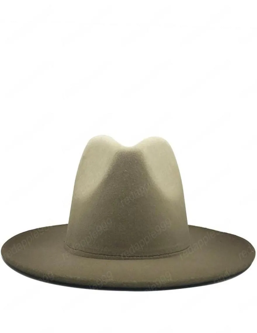 Cappello Fedora in feltro Trilby vintage da donna uomo in lana con tesa larga da uomo elegante sfumatura di colore per cappelli jazz da donna autunno inverno5710821