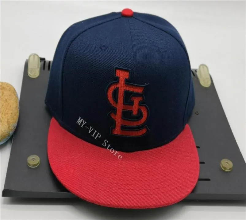 준비 재고 상단 STL Navy Blue Fitted Hats Man Cool Baseball Caps 성인 플랫 피크 힙합 편지 LS 피트 모자 남성 여성 전체 Close7846611