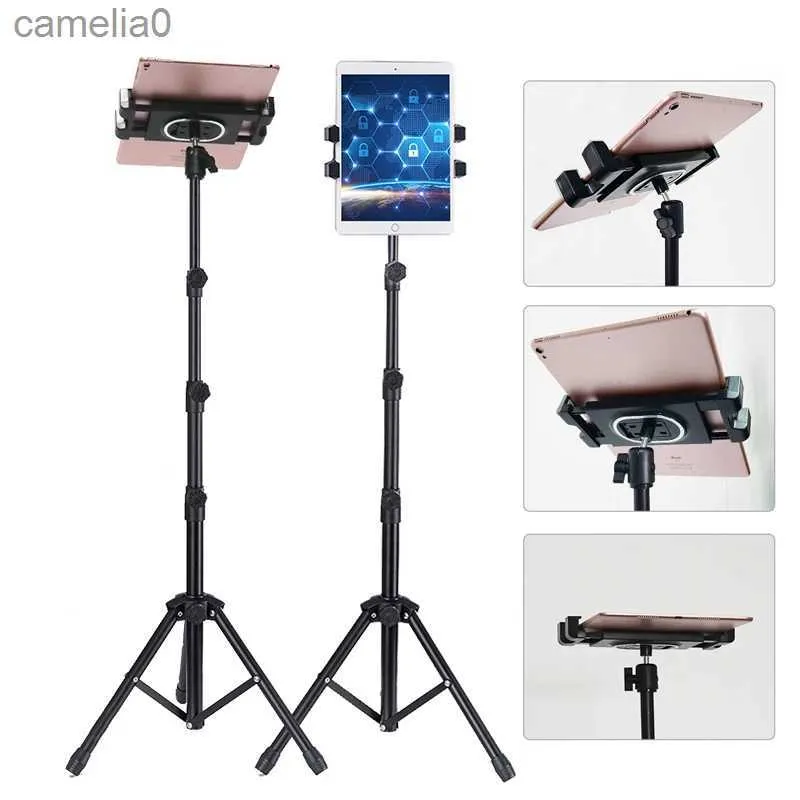 Tablet PC Stand Smoyng Ptz Streçbl Tripod Zemin Tablet Telefon Stand 5-12.9 inç iPhone iPad Air Pro 11 Mountl231225 için evrensel bağlantı noktası