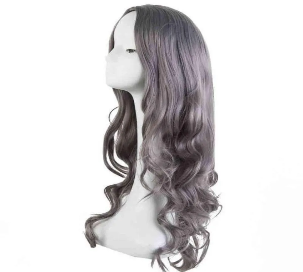 cosplay wig feishow الاصطناعية الطويلة مجعد الجزء الأوسط خط الجزء الرمادي الداكن زي الشعر كرنفال هالوين الحزب صالون الشعر 278766706