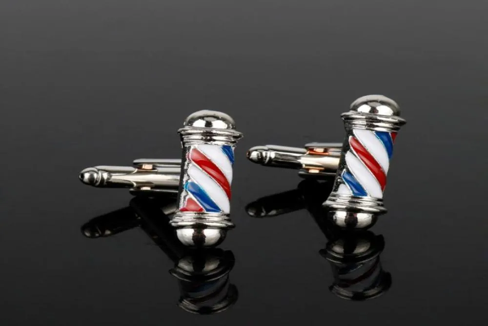 Dongsheng slipsklipp manschettkroppsserie Barber Shop Barber Pole Cufflinks män Skjorta manschettknappar smycken manschettknappar nya tillbehör1615032