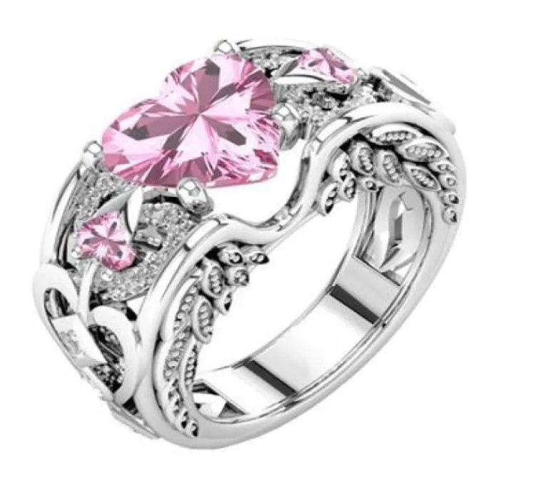 Nouveau style 925 en argent sterling mode bague de fiançailles rubis en forme de coeur en acier inoxydable tendance individuelle femmes039s bague en gros4947299