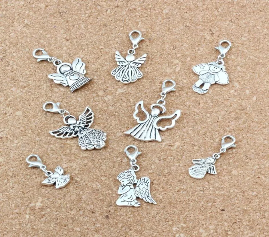 80pcs Mixed Angel Floating Lobster Clasps Religion Charm Beads For Jewelry Making Bracelet Necklace Findings 8 Styles A501b7533731