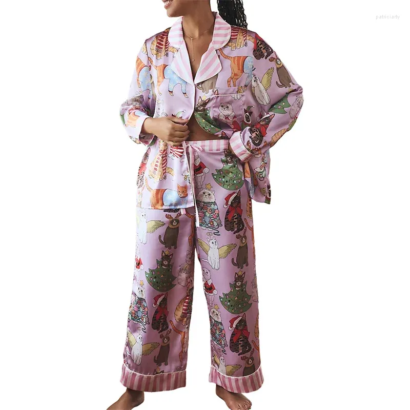 女性用スリープウェアxingqing y2k pajamas sets sets sing lemashetic服シングル胸長い動物柄シャツパンツラウンジウェア