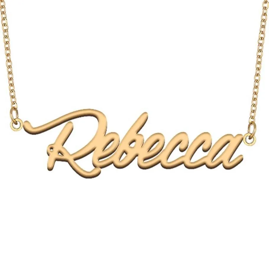 Pendant Necklaces Rebecca Name Necklace For Women Stainless Steel Jewelry 18k Gold Plated Nameplate Femme Mother Girlfriend Gift206C