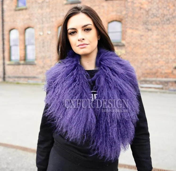 CXA52H Detachable Mongolian Lamb Big Fur Collar Scarves Women039s warm scarf in autumn and winter7602800