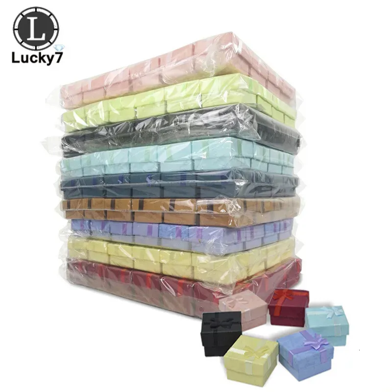 240pcslot Assorted Jewelry Boxes for Organizer Display 443cm Colors Ring Box Small Gift 231225
