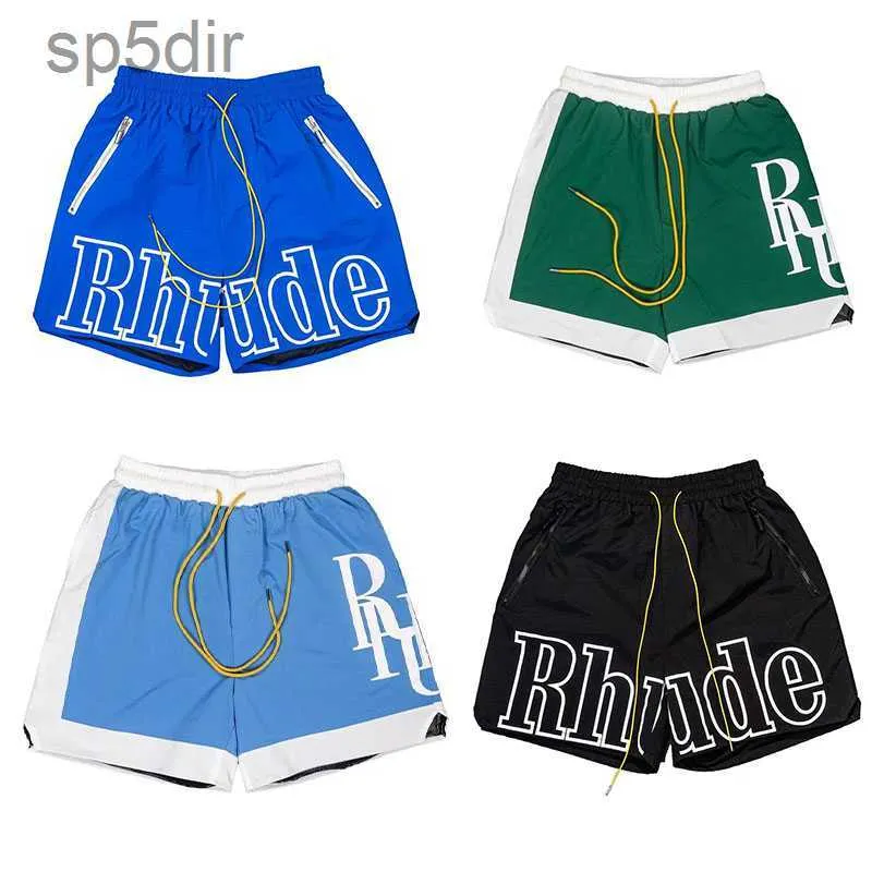 Projektantki szorty Rhude Summer Fashion Beach Pants Men High Quality Street Wear Red Blue Black Purple Mens Short Sxdg