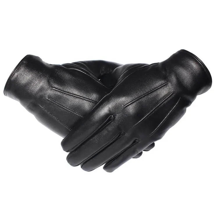 Gours Luvas de inverno Men luvas de couro genuínas Tela de toque Real Sheepskin preto luvas de condução quente Luças New chegada GSM050 T12544217