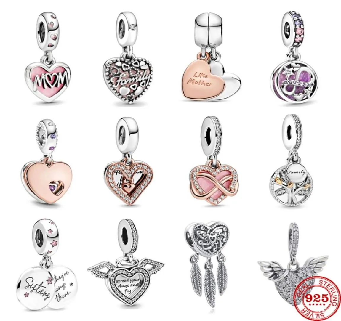 S925 Charms in argento sterling Fit P Braccialetti Collane Donna Fai da te Creazione di gioielli di moda Cuori d'amore Perline Moda Pandents Wi4613278