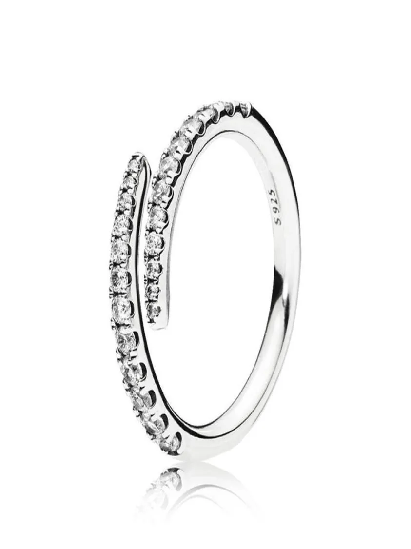 Clear CZ Diamond Shooting Star Ring Set Original Box för 925 Sterling Silver Women Girls Wedding Meteor Open Rings2670583