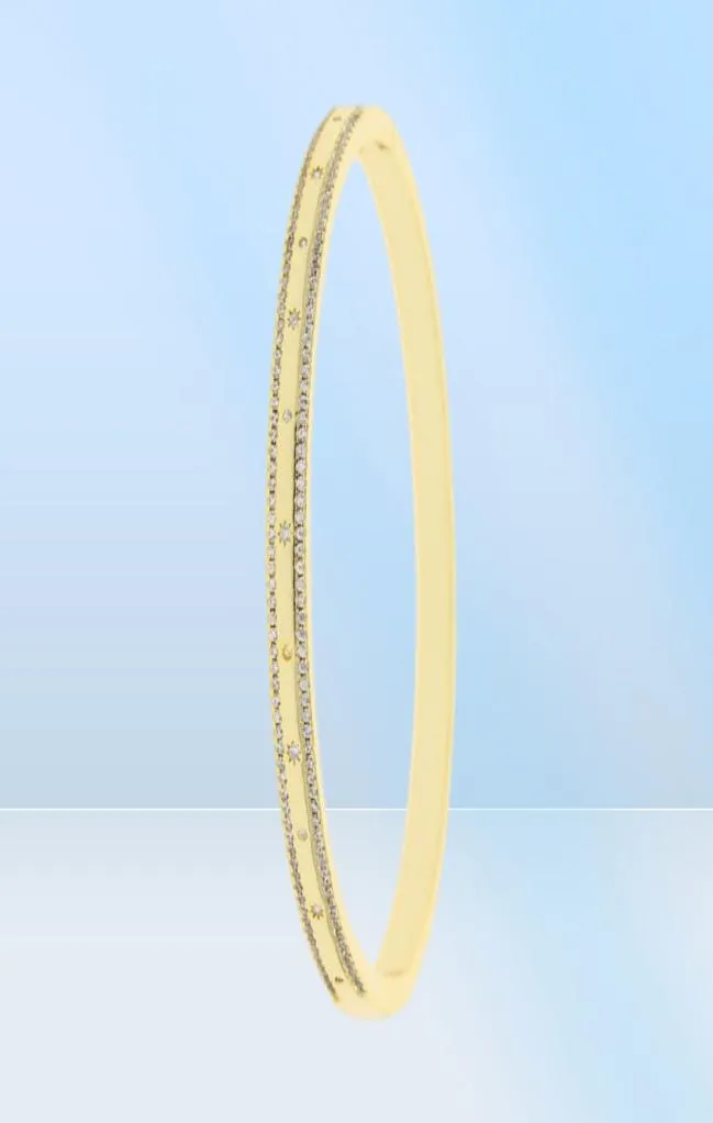 Браслет золотого цвета, внутренний браслет 5860 мм для женщин, европейская классическая мода, ювелирные изделия с микро-паве, CZ Star Jewelry8349474