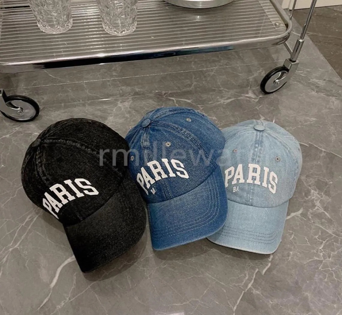 Casquette de baseball en coton lavé avec lettres, denim vieilli, chapeau de styliste à la mode pour hommes et femmes, couple, snapback panama hat7791884