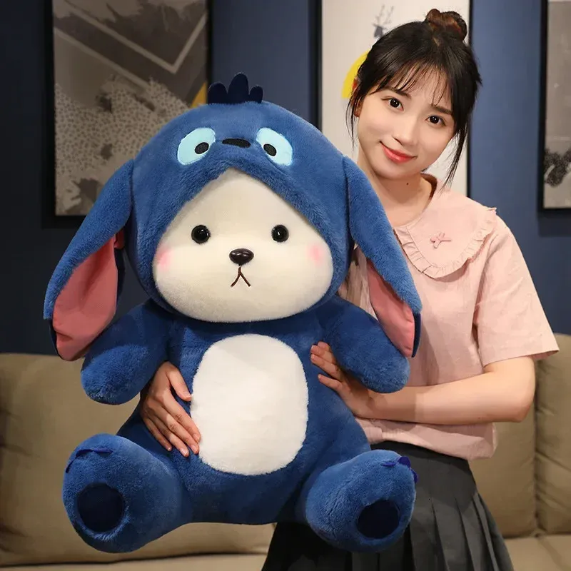 Förvandlas till en Stitch Doll Bear Doll Söt mjuk och söta plyschleksaker Teddy Plush Throw Pillow Kids Birthday Anime Plush 231225